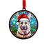 German Shepherd White in Santa Hat Suncatcher Decoration